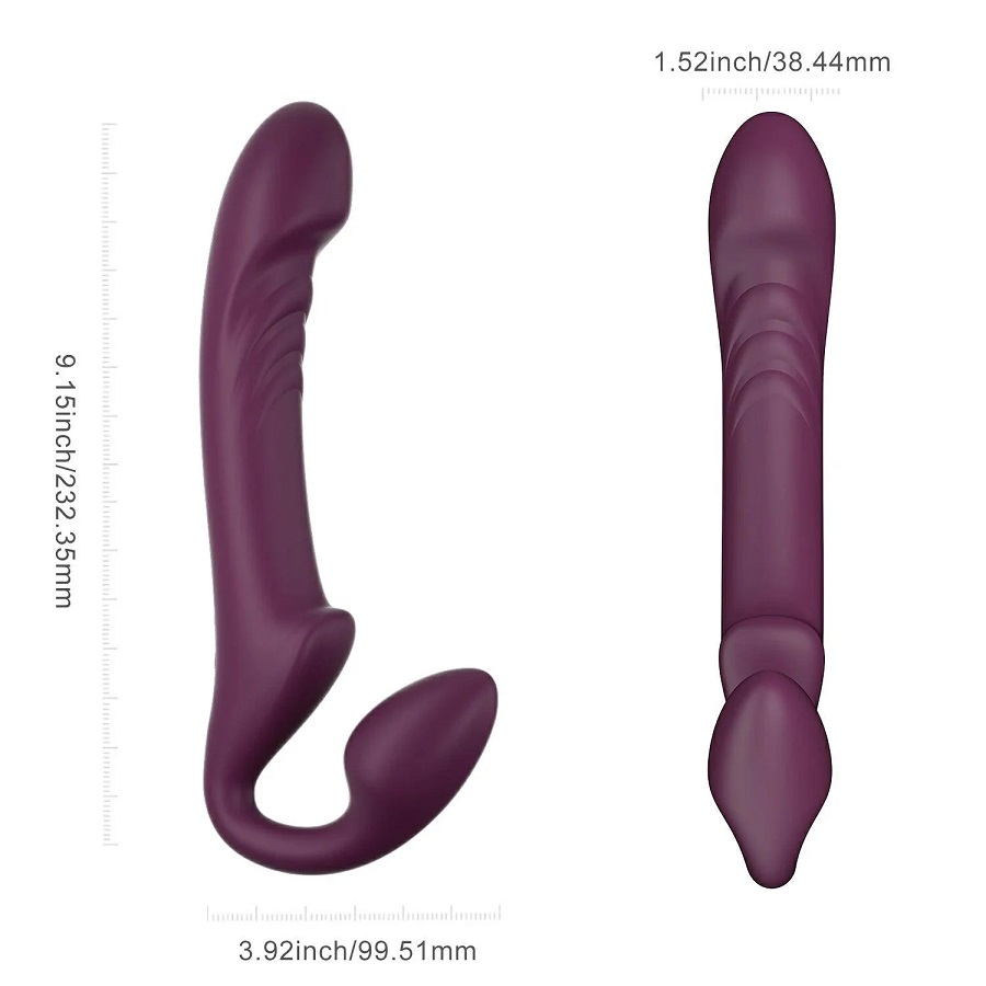 Strapless and Double-Ended: No harness needed for steamy str... Honey Play Box - Bliss Rotating Strapless Strap-On - Purple photo-8