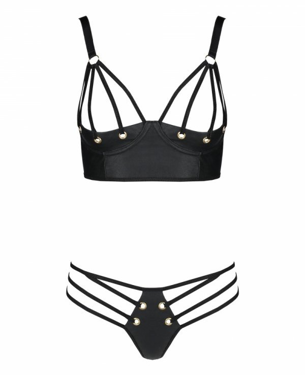 The multitude of straps at the "open bra" bra and ... Passion - Malwia Bikini - Black - L/XL photo-5
