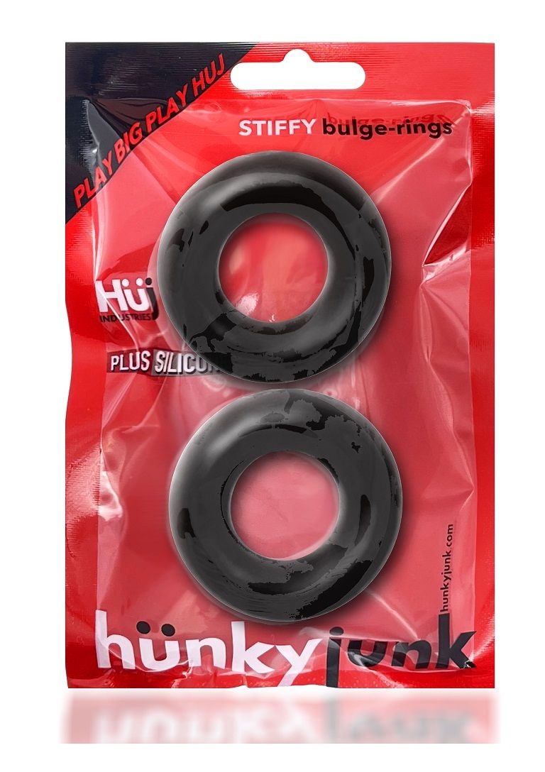 STIFFY 2-pack cockrings 2 non-roll grippy rings designed to ... Hunkyjunk - Stiffy Bulge Rings - Black photo-6