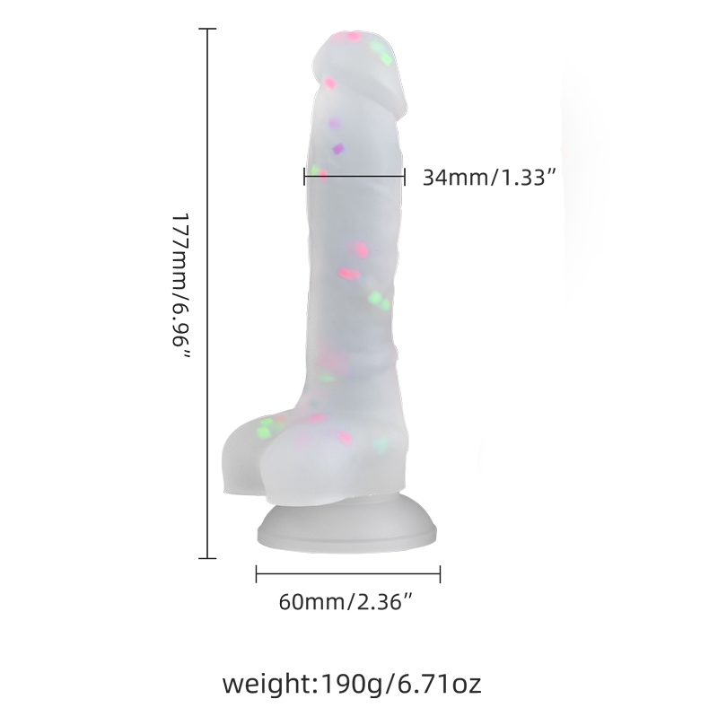 Material: silicone with sequins
Size: 3,4 x 17,7cm MT - Rainbow Dots Dildo S - White photo-4