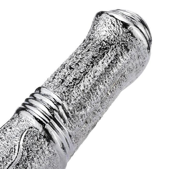 Large and beautiful G-spot metal strapon dildo with balls MT - Metal G-Spot Dildo - Silver photo-7