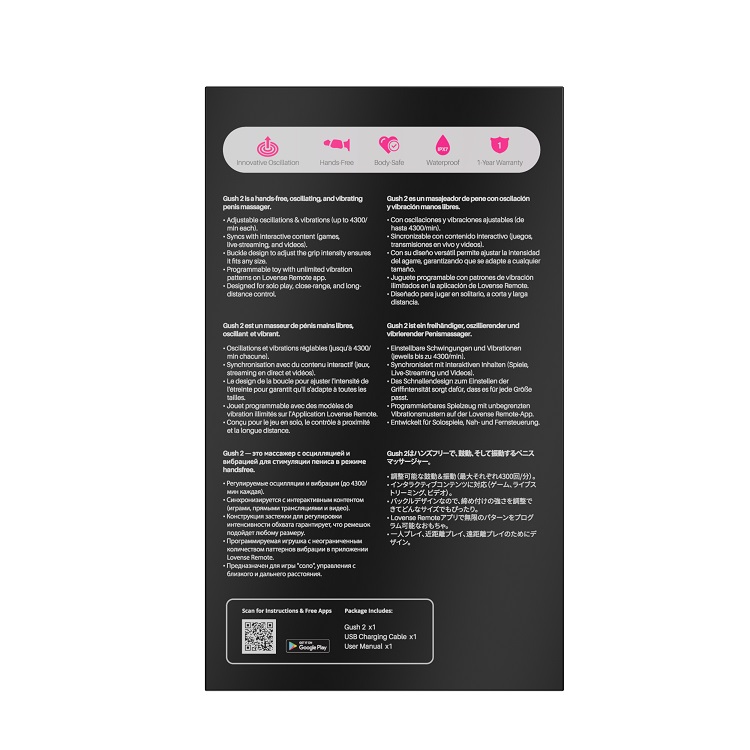 Unlock hands-free experience, this upgraded penis vibrator a... Lovense - Gush 2 Vibrating Oscillating Penis Massager photo-19