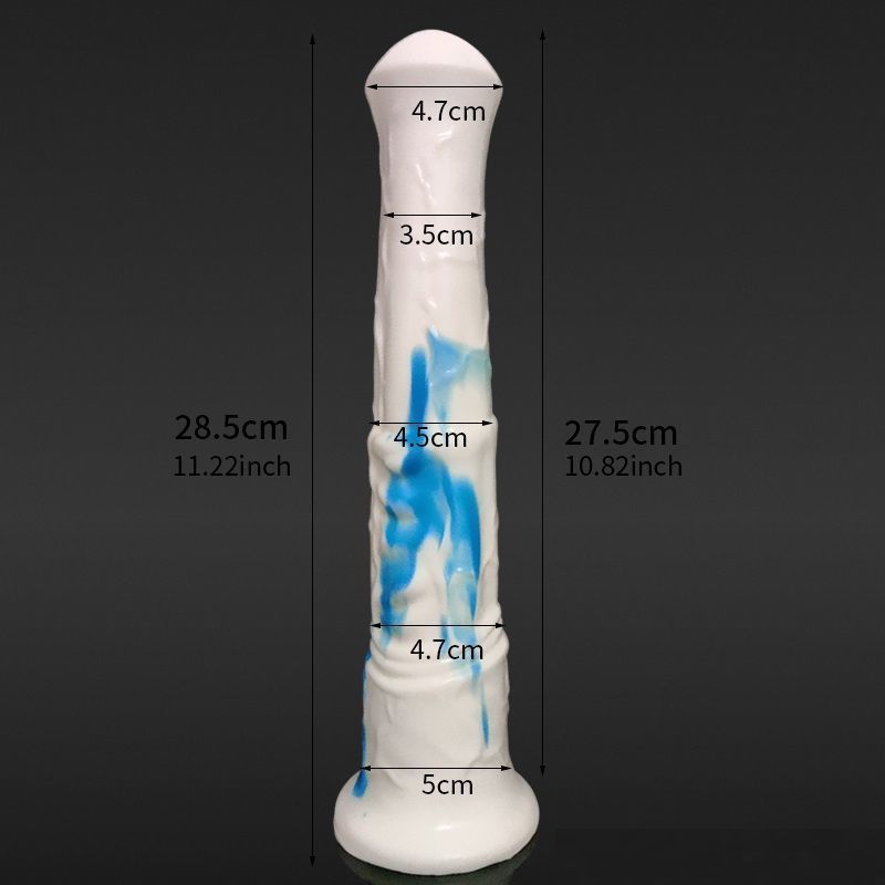 Silicone horse anal dildo, artificial realistic anal plug, s... FAAK - Horse Long Dildo - White/Blue photo-18