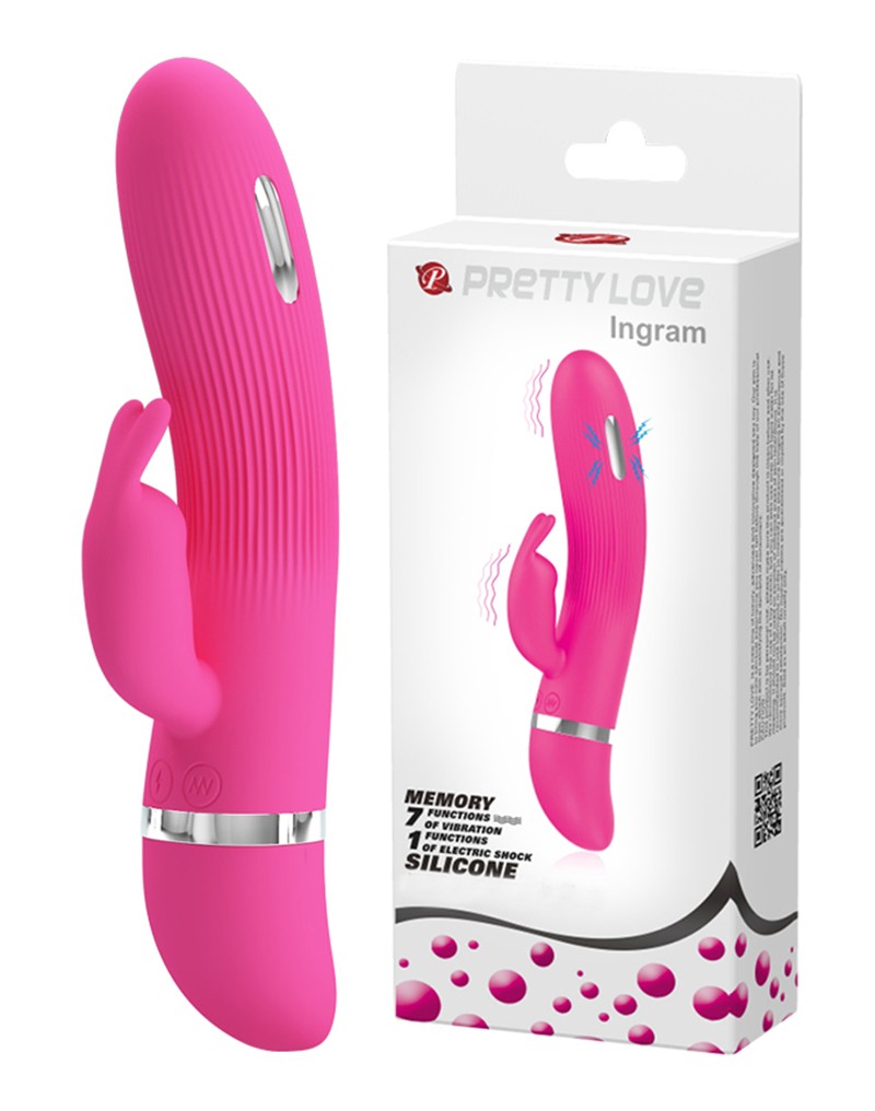 Take your sensual experience to the next level with this inc... Pretty Love - Ingram Rabbit Vibrator w Electric Shock - Pink photo-9