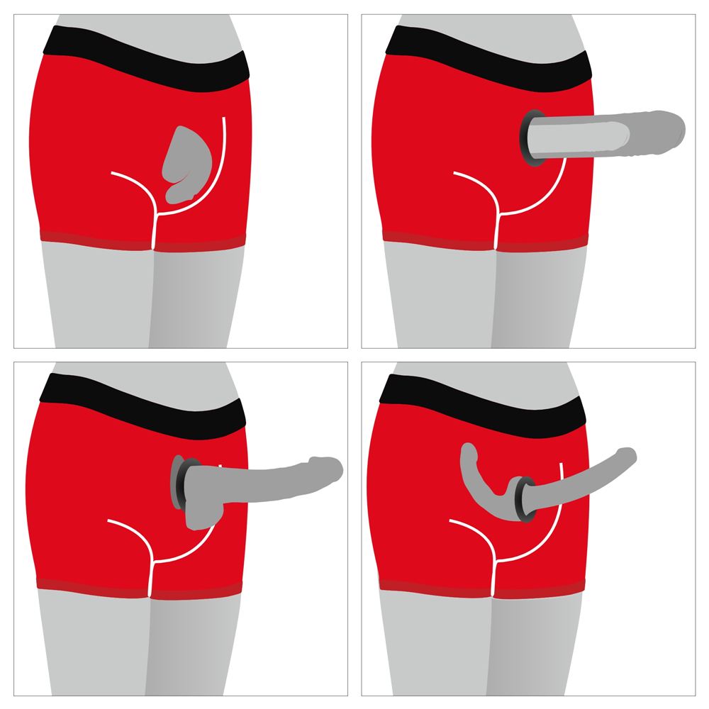Introducing the "Chic Strap-On shorts" - an innova... Lovetoy - Chic Strap-On Shorts - Red - S/M photo-3
