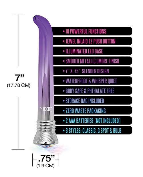 Nixie Jewel Ombre G-Spot Vibe Purple Ombre Glow from Global ... Nixie - Mystic Wave G-Spot Vibe - Purple Ombre photo-3
