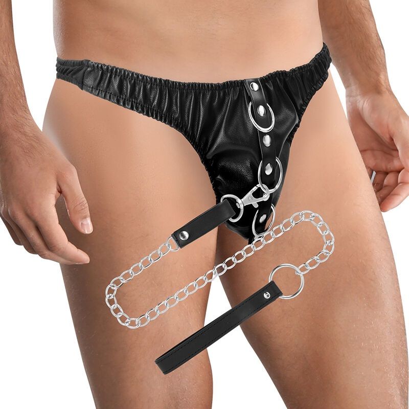Are you looking for a submission chain underwear that is str... Darkness - Leather Thong w Leash photo-3