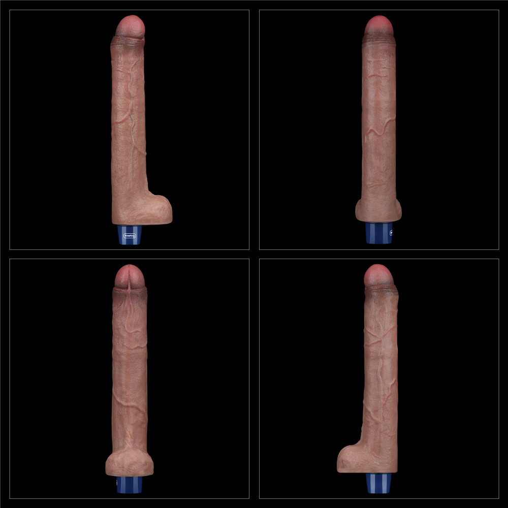 Boasting a lifelike realistic design, Lovetoy Real softer pl... Lovetoy - 10.5" Real Softee Vibro Dildo - Brown photo-8