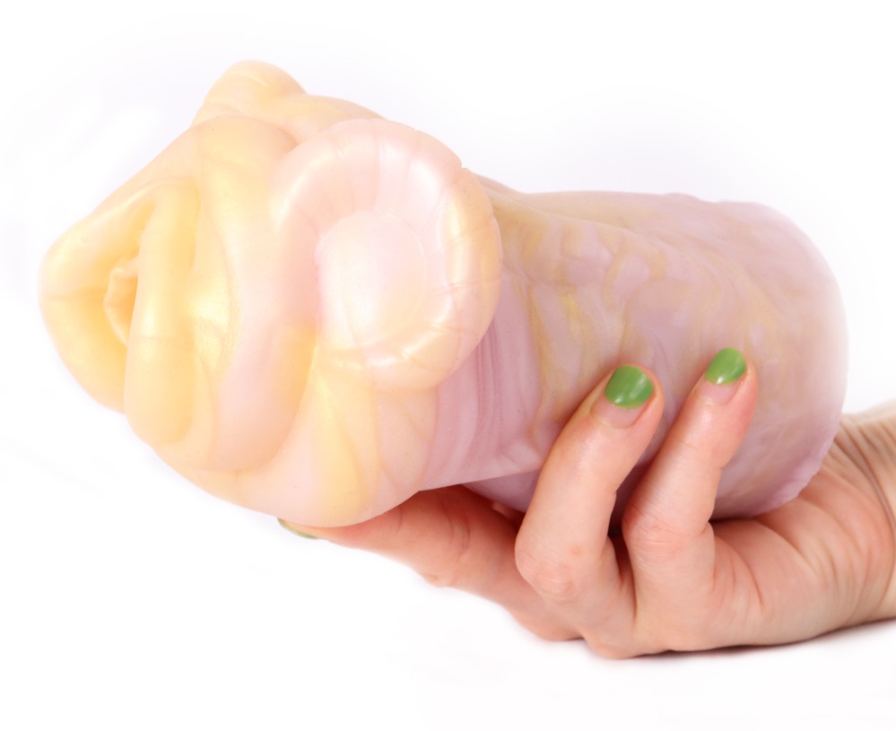 Material: Liquid silicone
Size: 10*16cm
Net weight: 622.2g FAAK - Horned Sheep Masturbator - Peach photo-3