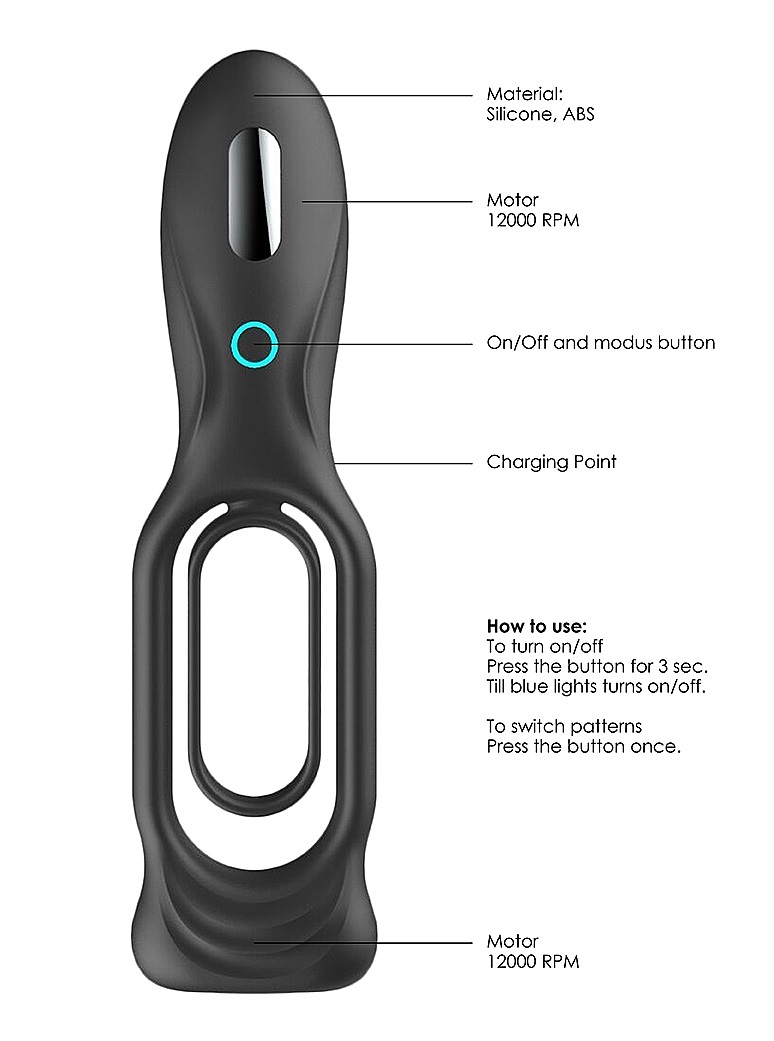 With two F1 motors revving up to 12000RPM and boasting 10 di... Sono - #88 Vibro Cock Ring - Black photo-6