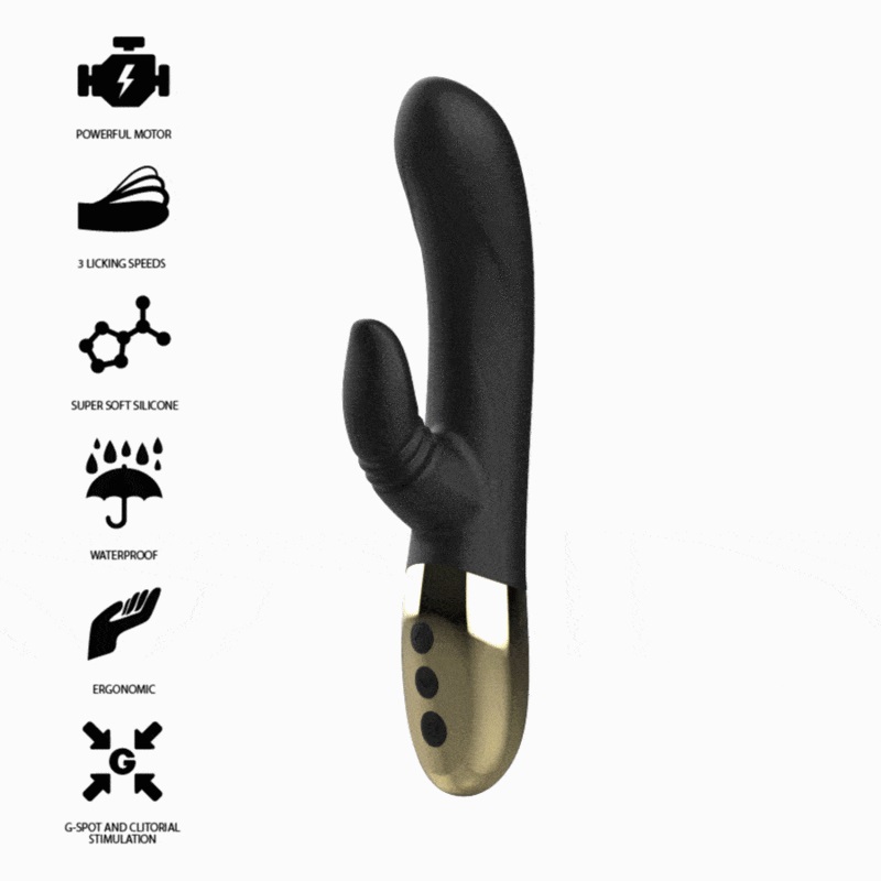 The perfect hug! The Licking rabbit vibrator with 2 powerful... Ibiza - Licking Rabbit Vibrator - Black photo-6