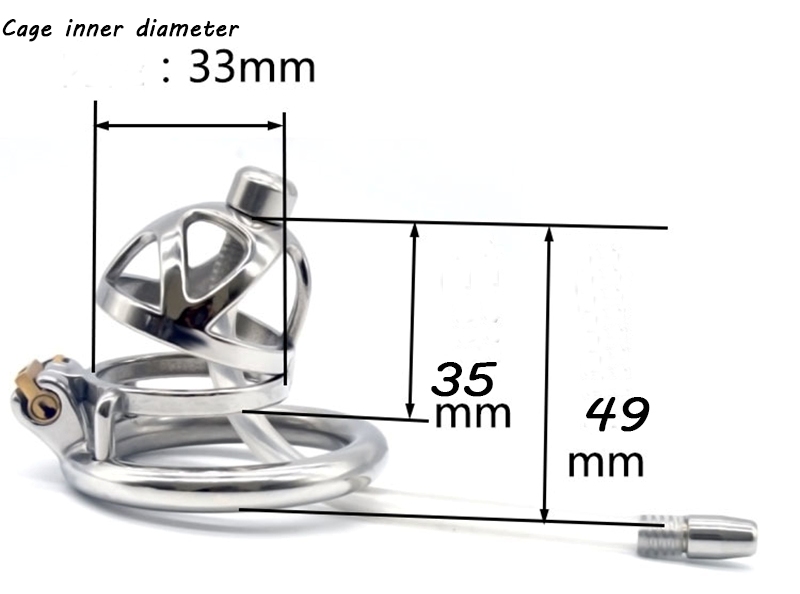 Total high: 49mm &n... FAAK - Chastity Cage 04 w Catheter 45mm - Silver photo-9