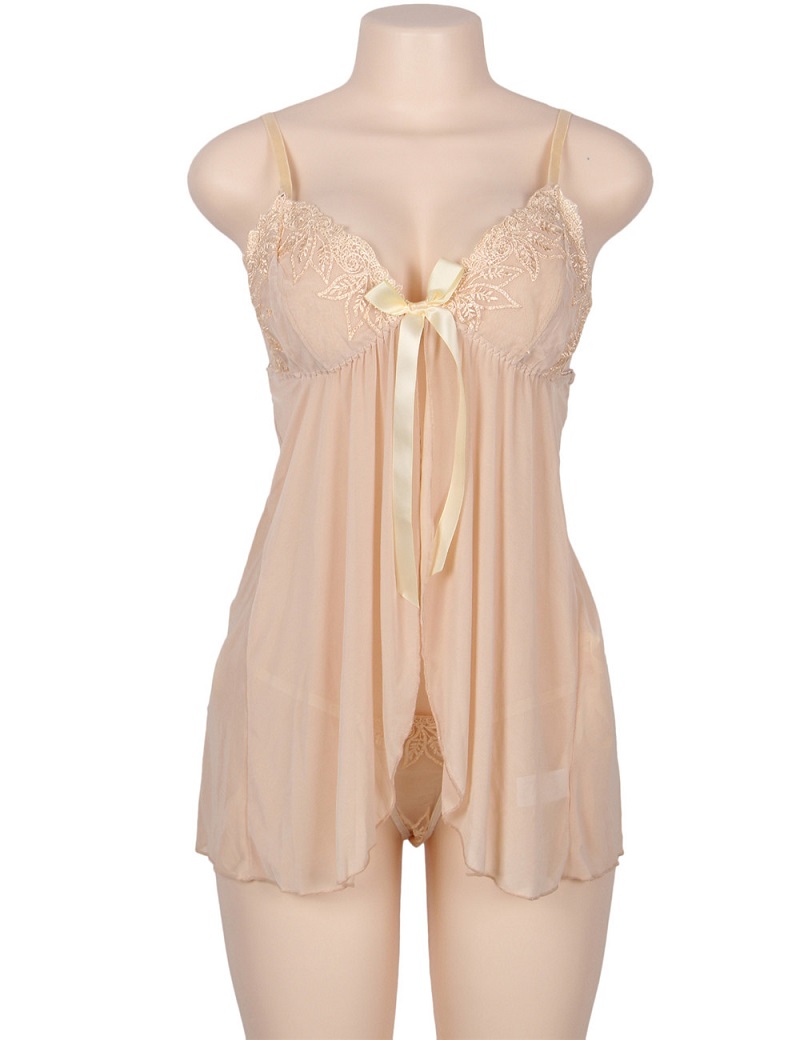 Elegant lingerie dress set with matching panties
Material&n... Ohyeah - Mesh Babydoll Set - Beige - 3XL photo-4