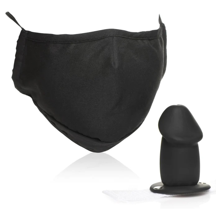 Train your partner to keep a dong in their mouth and secretl... Master Series - Dildo Face Mask - Black photo-3