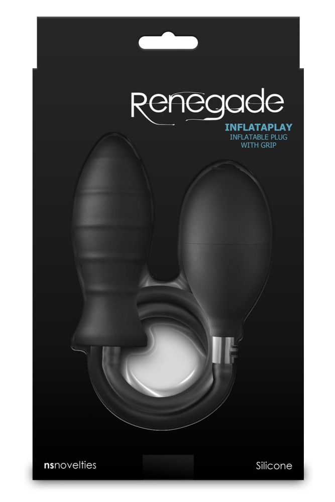 Expand your pleasure with the Renegade InflataPlay, an innov... NS Novelties - InflataPlay Plug w Grip - Black photo-3
