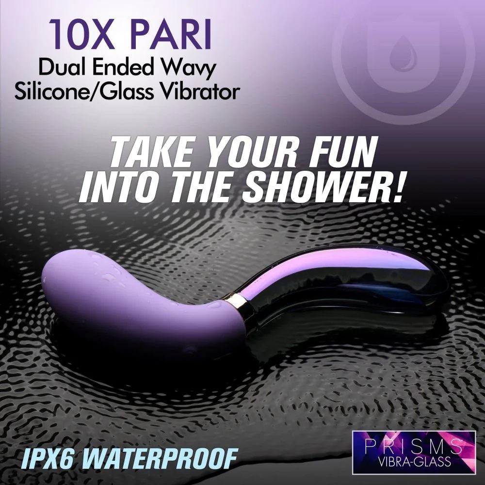 There are plenty of unique features to enjoy about this Pari... Prisms Erotic Glass - Wave Dual Ended Vibrator - Purple photo-5
