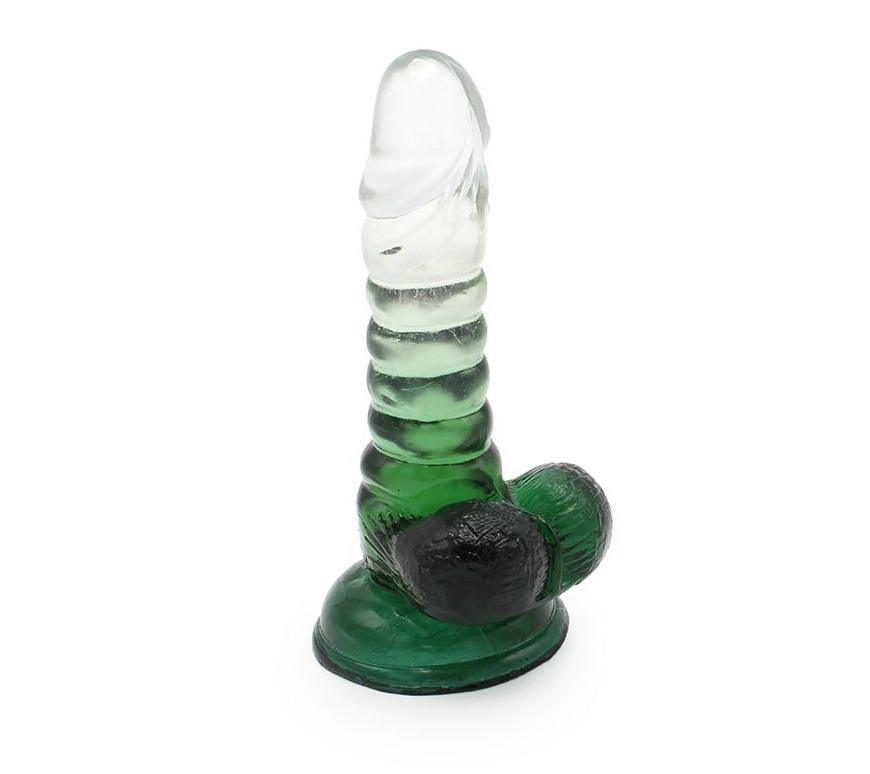 This special transparent dildo has an amazing color mix and ... Kiotos - Spiral Dildo 01 - Green photo-3