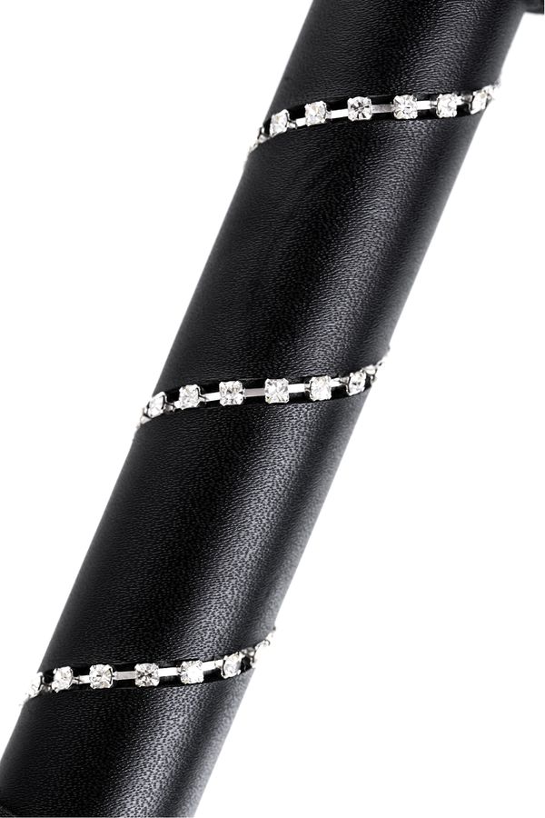 Stylish suede flogger with 40 tails and stiff handle, decora... Anonymo - Flogger 64cm - Black photo-6