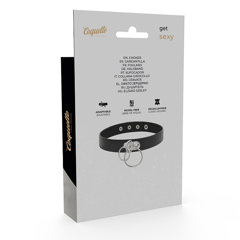 Discover Coquette Shokers! The perfect complement for your f... Coquette - Choker Double Ring Vegan Leather - Black photo-5