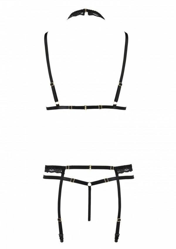 Shelly set consisting of a timeless choker, an open bra, a s... Passion - Shelly Set - Black - L/XL photo-6