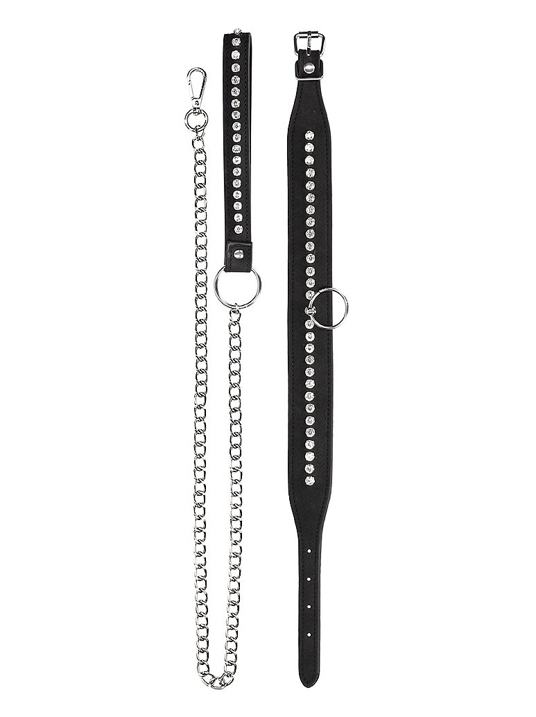 Get ready to please or receive in the intense Diamond BDSM l... Ouch - Diamond Studded Collar w Leash photo-3