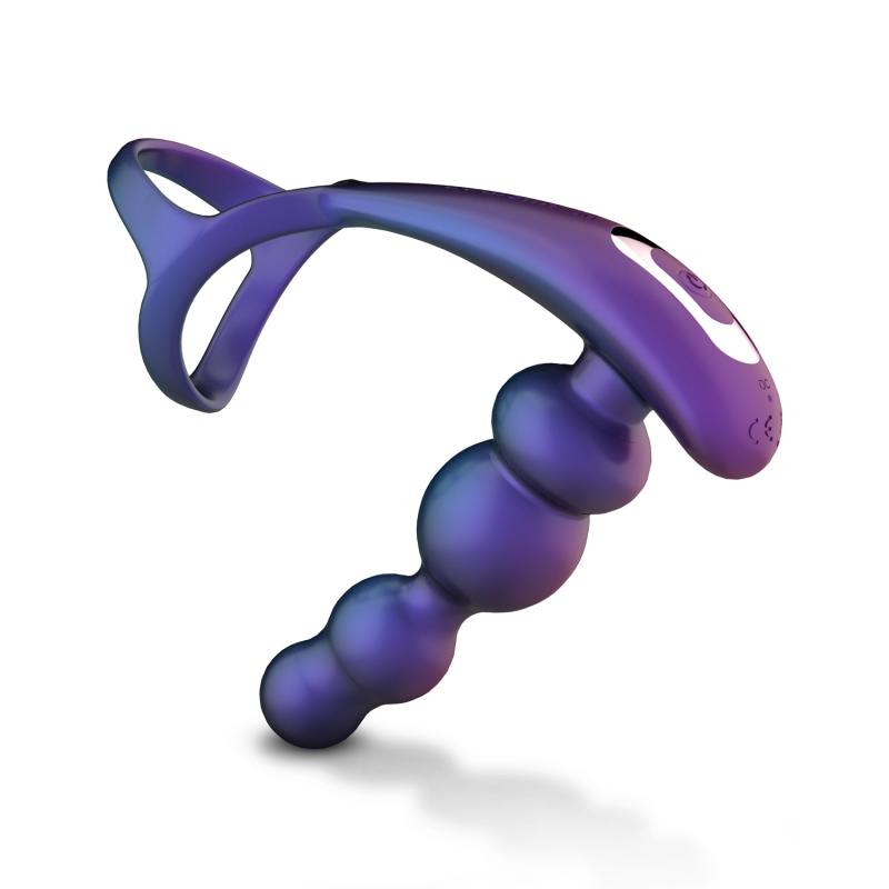 This vibrating and rotating butt plug by Hueman is something... Hueman - Stellar Force Vibro Beads w Cock Ring - Blue photo-5