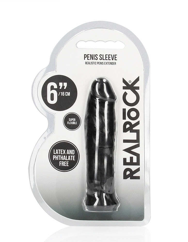 Be the bigger, better deal. The super-lifelike shapes, textu... RealRock - Penis Sleeve 6" - Black photo-11