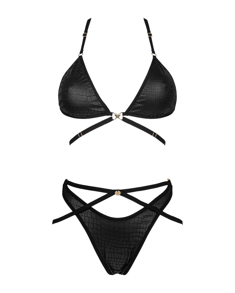A sensual set that adorns the body. The asymmetrical cut emp... Obsessive - Cobra Nive Set - Black - L/XL photo-7