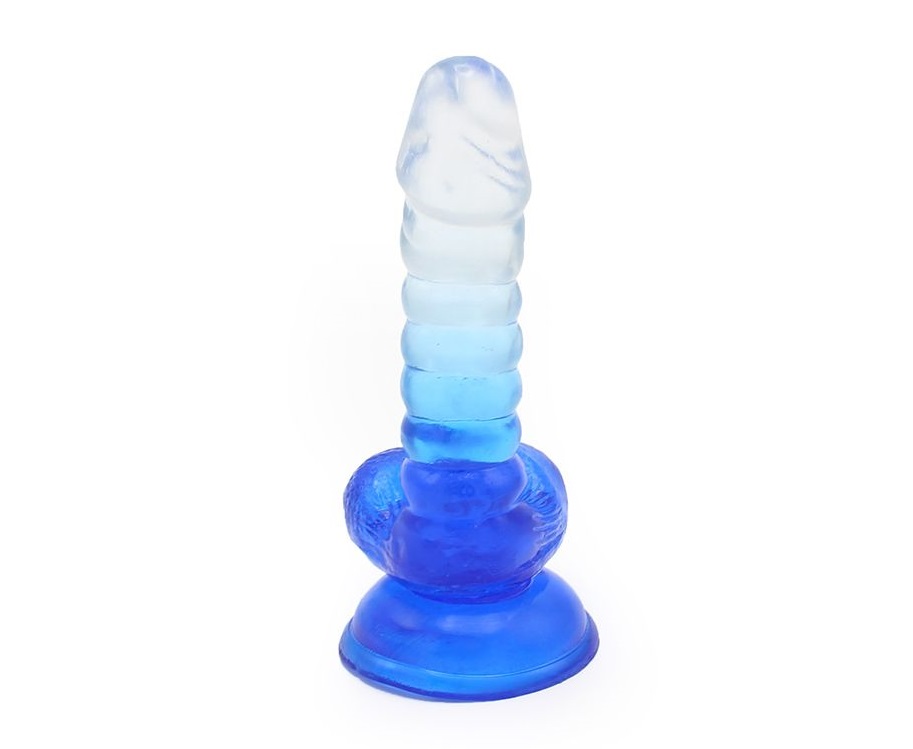 This special transparent dildo has an amazing color mix and ... Kiotos - Spiral Dildo 01 - Blue photo-6