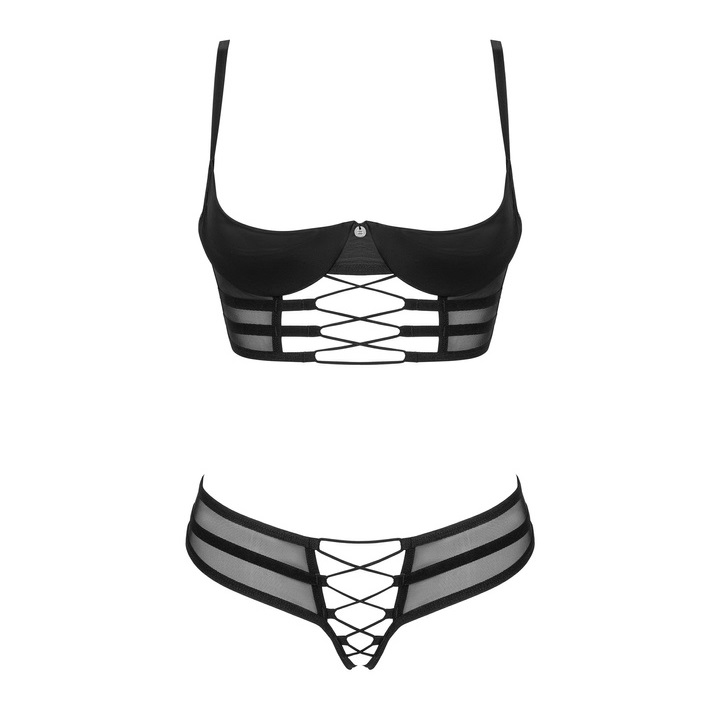 Do you like to be in the centre of attention? You won’t be a... Obsessive - Roxelia Crotchless 2pcs Set - Black - XS/S photo-5