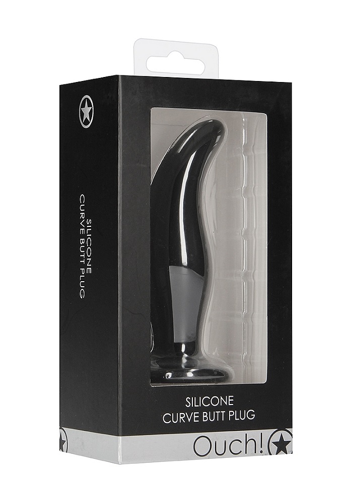 This butt plug is made of silky soft silicone and is tapered... Ouch - Curve Butt Plug - Black photo-6