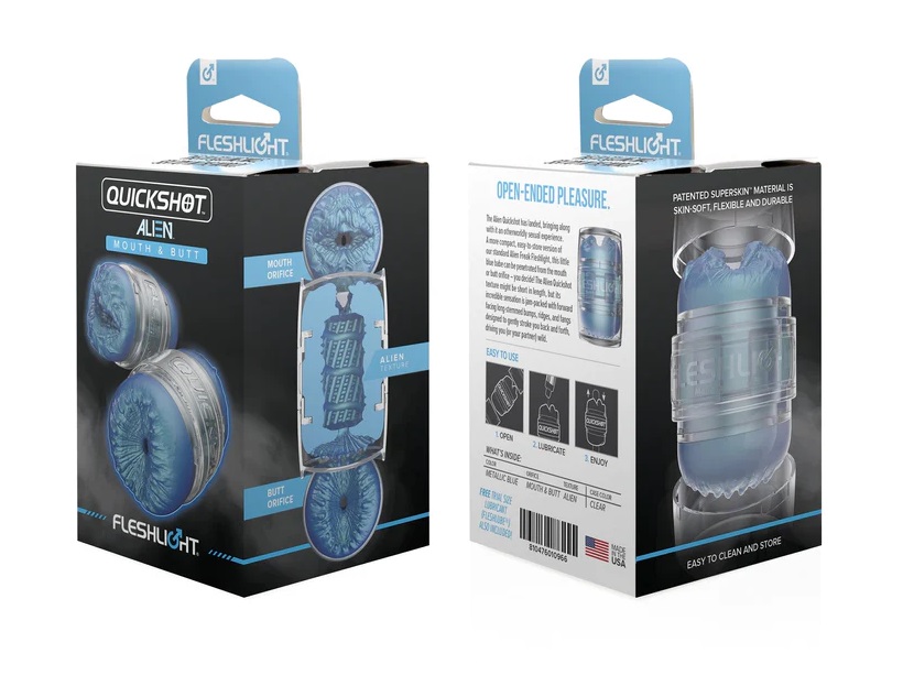 Limited Edition Alien blue metallic Mouth and Butt masturbat... Fleshlight - Quickshot Alien - Blue photo-6