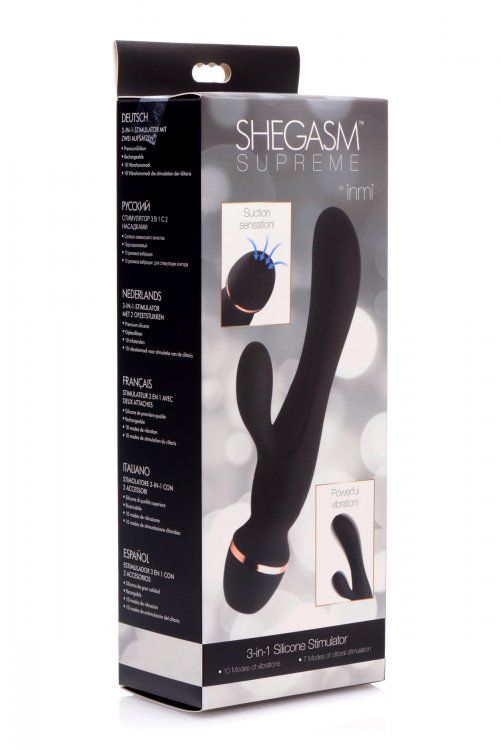 This double-sided pleasure tool provides supreme ecstasy in ... Inmi - Shegasm Supreme 3-in-1 Silicone Stimulator - Black photo-8