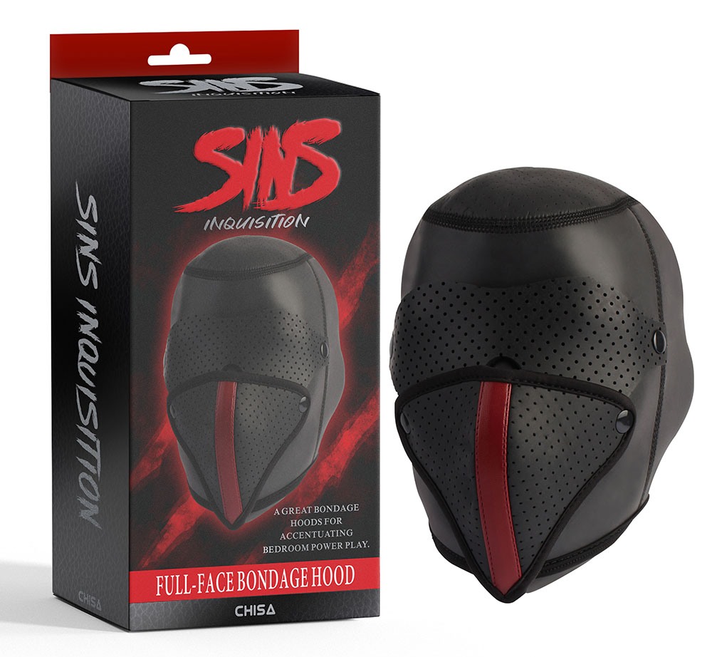 Breathable, Stretchy, Removable Muzzle&Blindfold, For height... Chisa - Full-Face Bondage Hood - Black photo-6