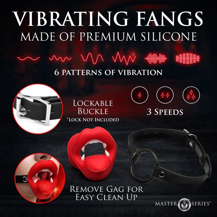 Elevate your oral game with the unique Vampire Vibrating Mou... Master Series - Vampire Vibro Mouth Gag - Red photo-4