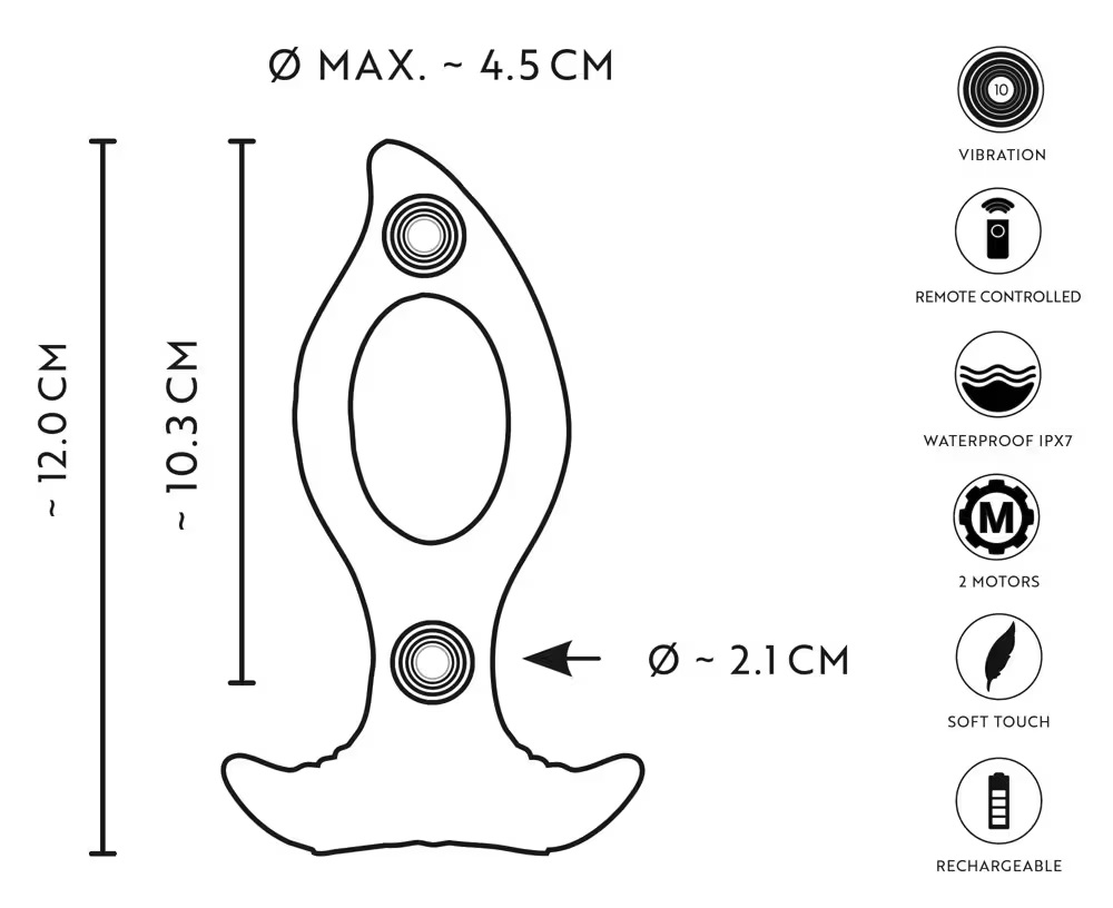 Easily inserted for intense anal fun!
The RC Butt Plug with ... ANOS - Vibro Butt Plug w Hole - Black photo-14