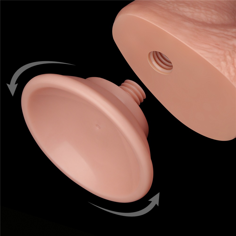 Made of realistic dual-layer sliding-skin material for Iifel... Lovetoy - 7.5" Curved Sliding Skin Dildo - Flesh photo-11