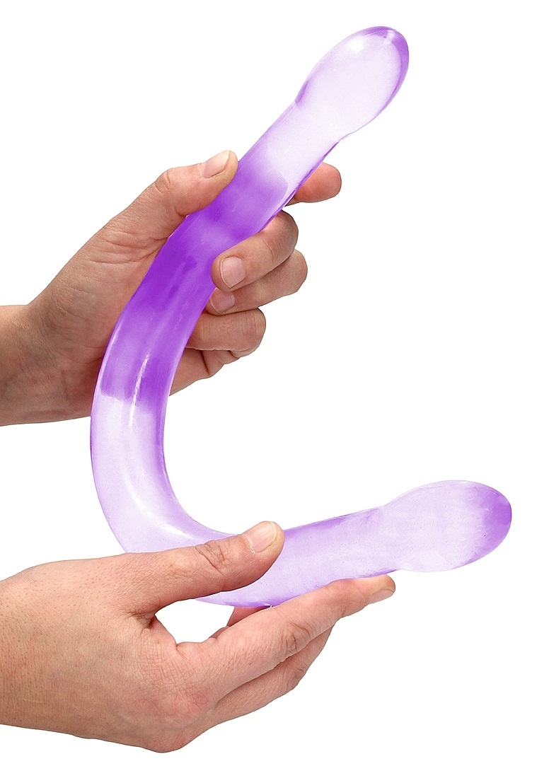 Ready for a CRYSTAL CLEAR orgasm? Reach your finest climax i... RealRock - 17" Double Dildo - Purple photo-2