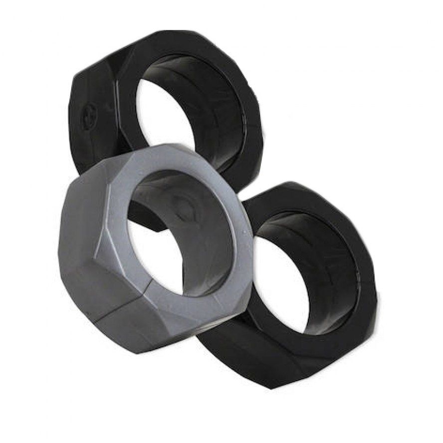 This set of stretch to fit cock rings work great as cock rin... TOF - 3 Piece Cock Nuts photo-7