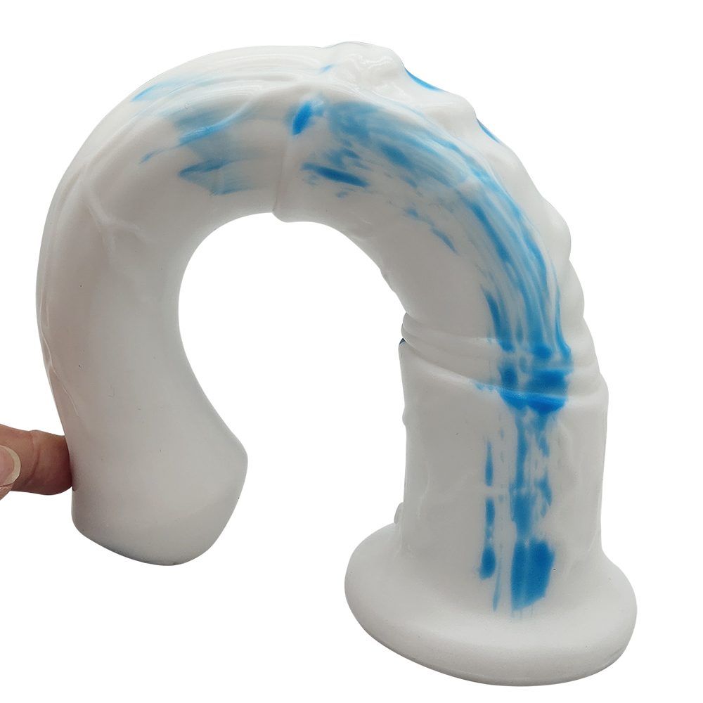Silicone horse anal dildo, artificial realistic anal plug, s... FAAK - Horse Long Dildo - White/Blue photo-7