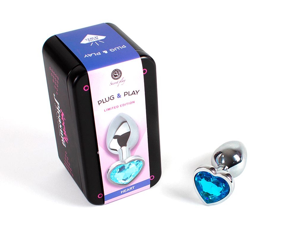 This Jewelled metal beginner's butt plug is perfect for ... Secret Play - Heart Anal Plug S - Blue photo-5