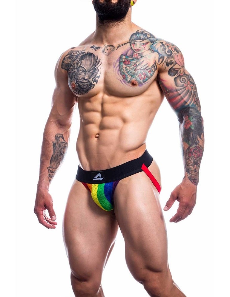 An attractive design that will provide you with a fantastic ... Cut4men - Stripes Jockstrap - Rainbow - M photo-4