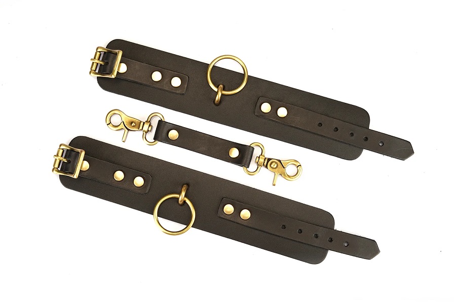 Samurai-inspired bondage accessories, embodying the spirit o... Liebe Seele - Samurai Leather Wrist Cuffs - Black photo-3