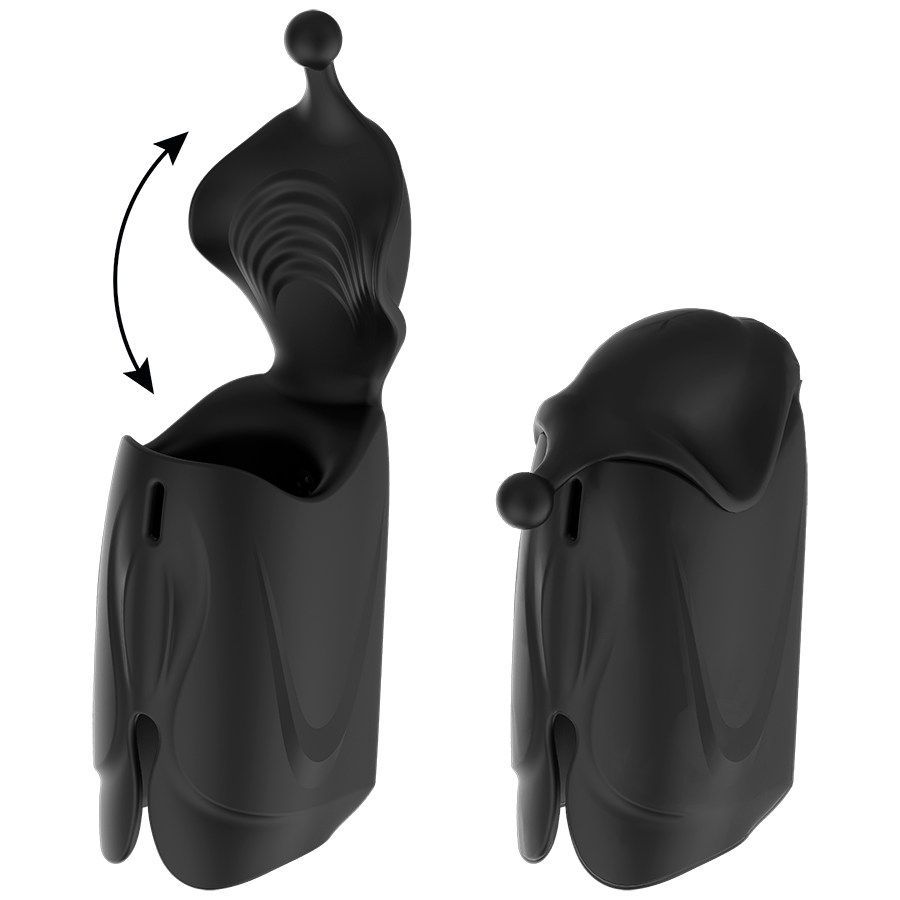 A durable gel silicone outer shell encloses two powerful vib... Jamyjob - Rechargeable Head Stroker - Black photo-2