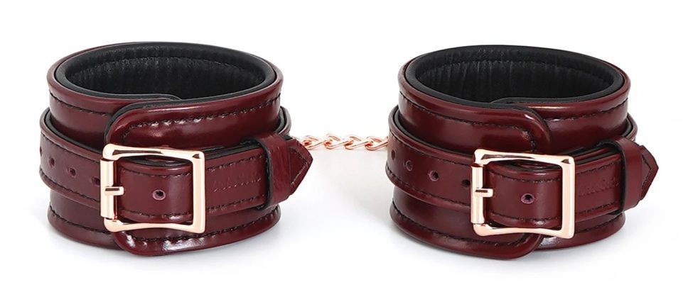 We know you would feel the weight of good quality once you g... Liebe Seele - Leather Ankle Cuffs - Wine Red photo-2