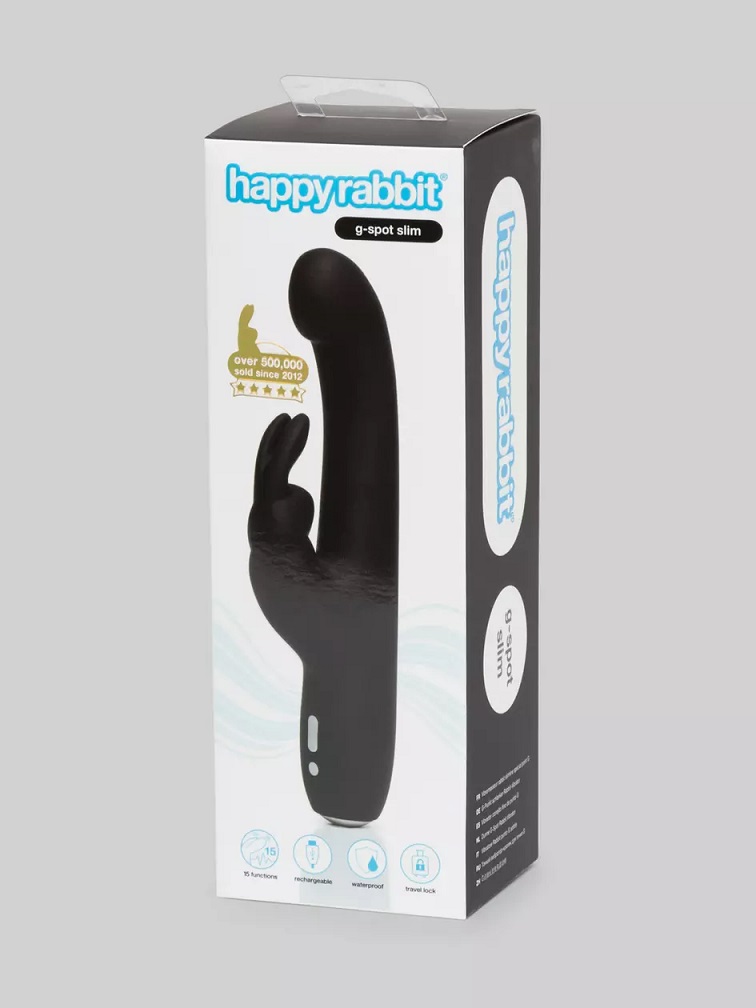 Boasting the same shape, power and settings as the original ... Happy Rabbit - Slimline G-Spot Rabbit Vibrator - Black photo-7