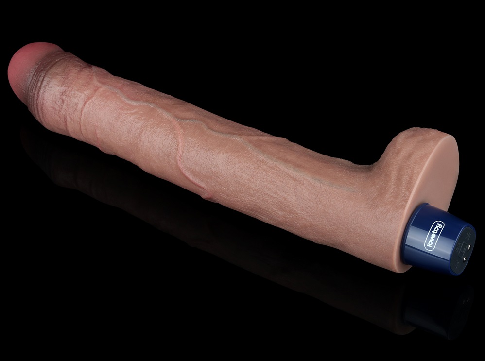 Boasting a lifelike realistic design, Lovetoy Real softer pl... Lovetoy - 10.5" Real Softee Vibro Dildo - Brown photo-7