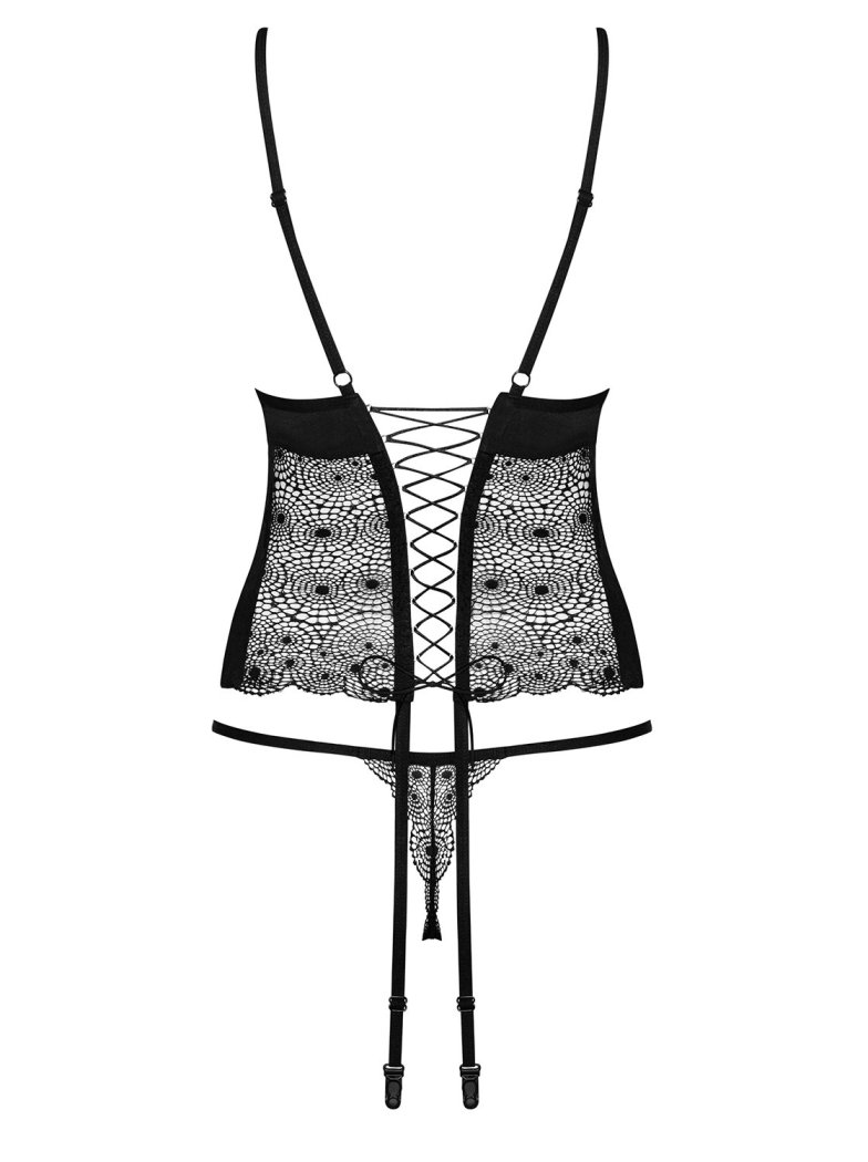 Sharlotte is an extremely feminine, eye-catching corset. We ... Obsessive - Sharlotte Corset & Thong - Black - L/XL photo-8