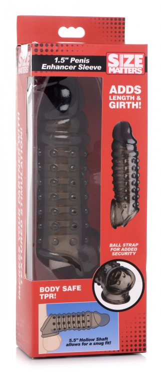 Add length and girth with this super soft enhancer sleeve! T... Size Matters - 1.5" Penis Enhancer Sleeve - Smoke photo-8