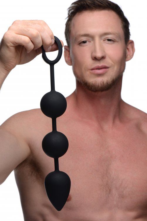 Explore a new level of anal pleasure with these unique anal ... TOF - Weighted Anal Ball Beads - Black photo-2